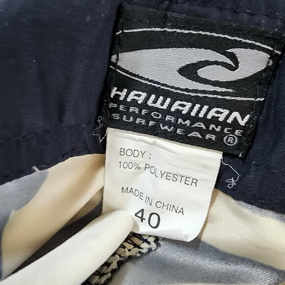Hawaiian Performance Board Shorts Size 40 Navy White Floral Swim Surf - Picture 5 of 7